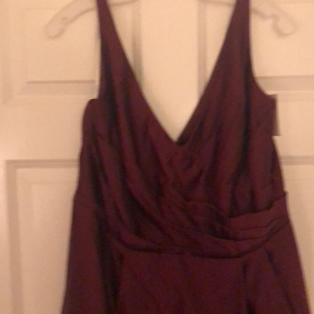 Bridesmaid long satin tank ball gown